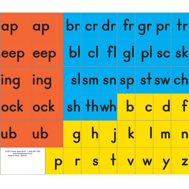 Magnetic Chunks (Consonants, Blends, Digraphs, And Ending Phonograms) - 89 tiles