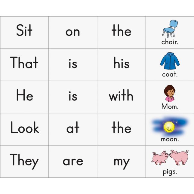 Read And Build Sight Word Sentences - 25 cards, 100 tiles