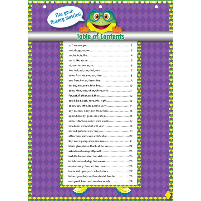 Fluency Fitness Flip Chart Weekly Sight Word Phrases And Sentences - 1 flip chart