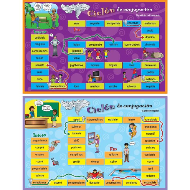 Really Good Stuff® Ciclón de conjugación (Spanish Conjugation Game Boards) - 4 games