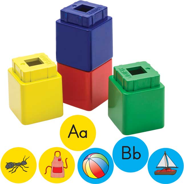 Alphabet Stickers And Jumbo Unifix® Cubes - 20 cubes, 120 stickers