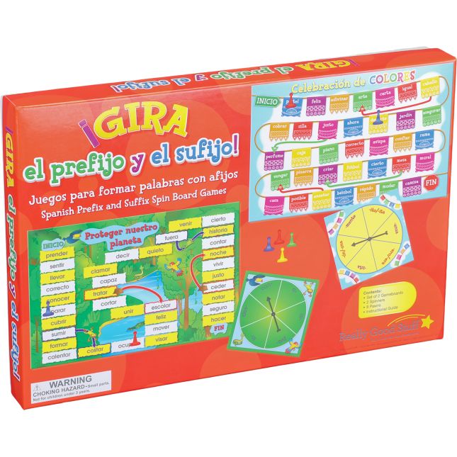 Spanish Prefix And Suffix Spin Board Games (Gira el prefijo y el sufijo) - 2 games