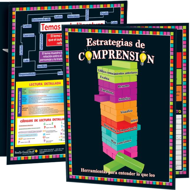 Carpeta Estrategias de comprensión y más (Spanish Comprehension Strategies And More 3-Pocket Folders) - 12 folders