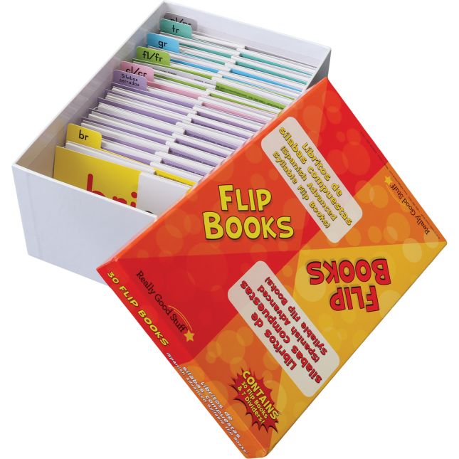 Really Good Stuff® Libros de Sílabas Compuestas (Spanish Advanced Syllable Flip Books) - 30 Flip Books