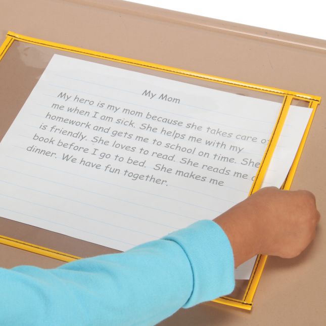 Really Good Stuff® Top-Loading Dry Erase Sleeves - 10" x 13" - Set of 4 - Multicolor: Red, Blue, Yellow, and Green