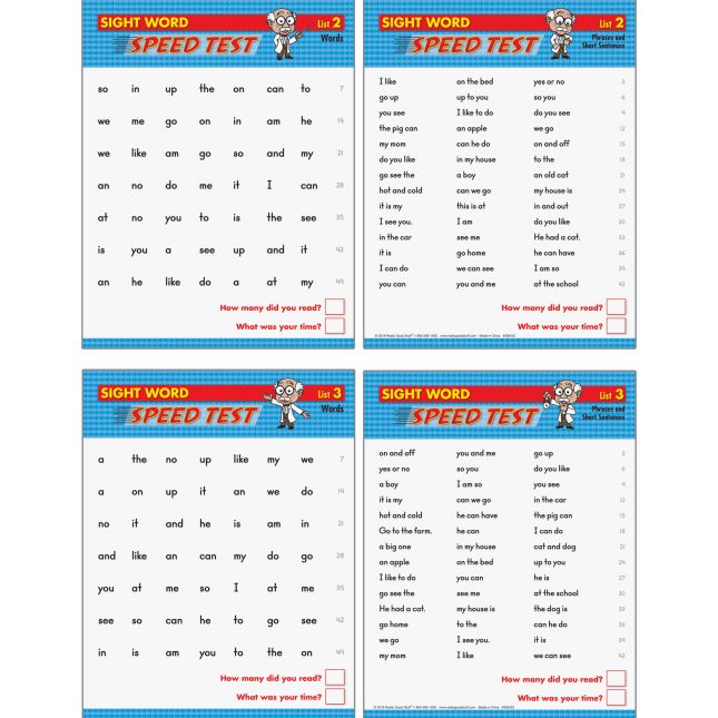 Sight Word Fluency Drills And Assessment Kit - 25 cards