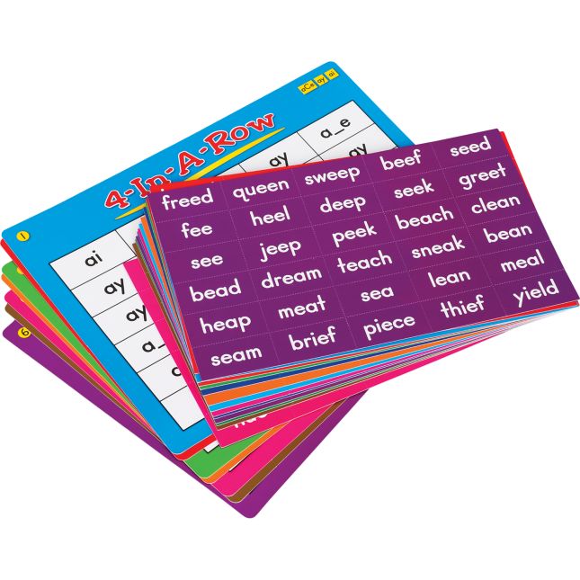 Really Good Stuff® 4-In-A-Row: Long Vowel Patterns Game - 7 mats, 420 cards