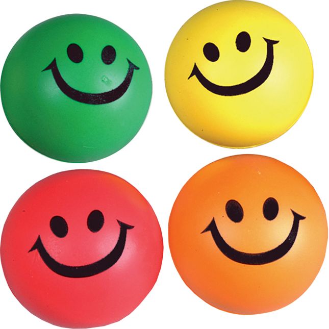 2½" Rubber Assorted Colors Smile Squeeze Ball - 12 balls