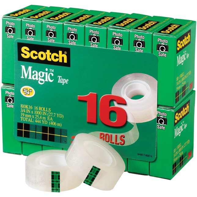 Scotch® Magic™ Tape, Value Pack, 19 mm x 33 m, 8 Rolls/Pack