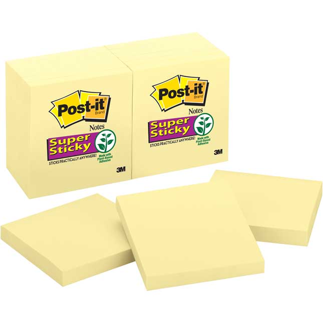 3x3 Post-It® Canary Yellow Blank 12 Pack