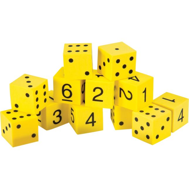 Foam Spot and Number Dice - 48 foam dice