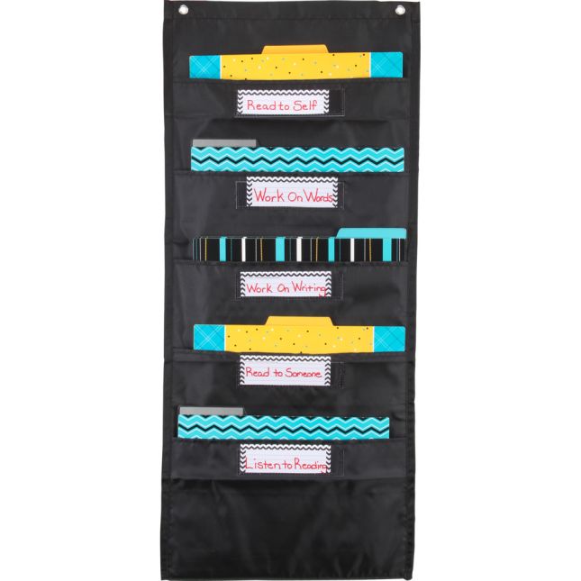 Black 'N' Bold File Folder Pocket Chart And Folders - 1 pocket chart, 6 folders