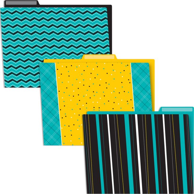 Black 'N' Bold File Folder Pocket Chart And Folders - 1 pocket chart, 6 folders