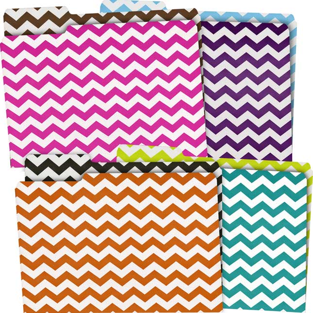 Chevron File Folders - Assorted Colors