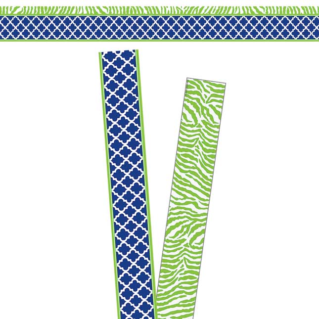 Navy And Lime Wild Moroccan Double-Sided Border