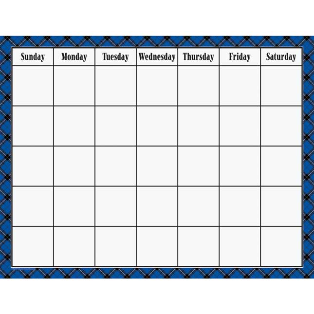 Blue Plaid Calendar Chart