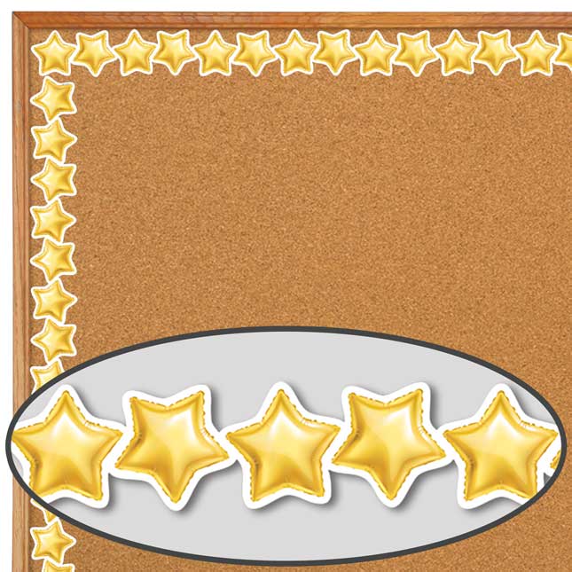 Gold Mylar Balloon Stars Border - 1 border trim