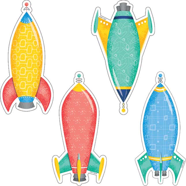 Mid-Century Modern Rockets 6" Designer Cutouts - 72 cutouts