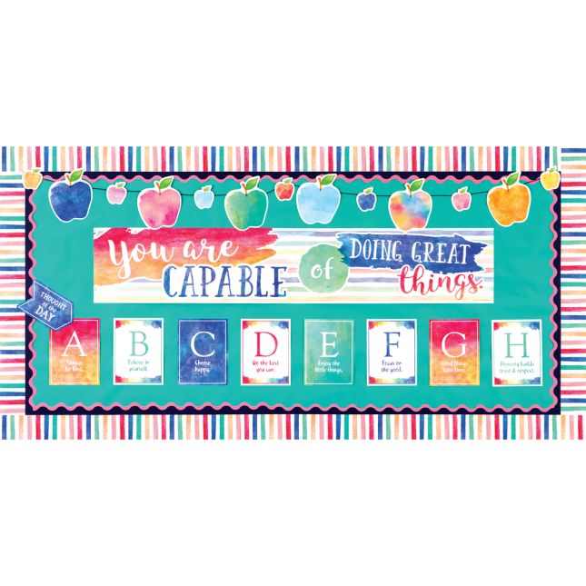 Watercolor You Are Capable Of Doing Great Things Bulletin Board Set - 29 pcs_3