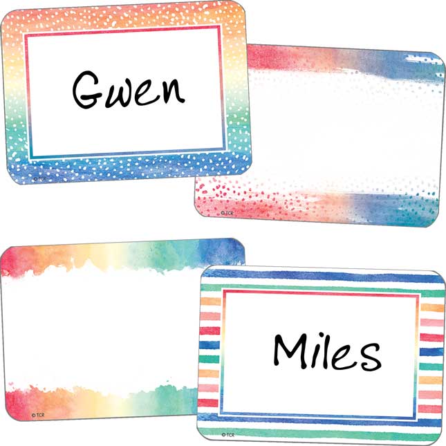 Watercolor Name Tag Labels