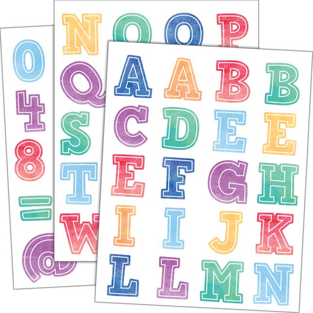 Watercolor Alphabet Stickers - 240 stickers