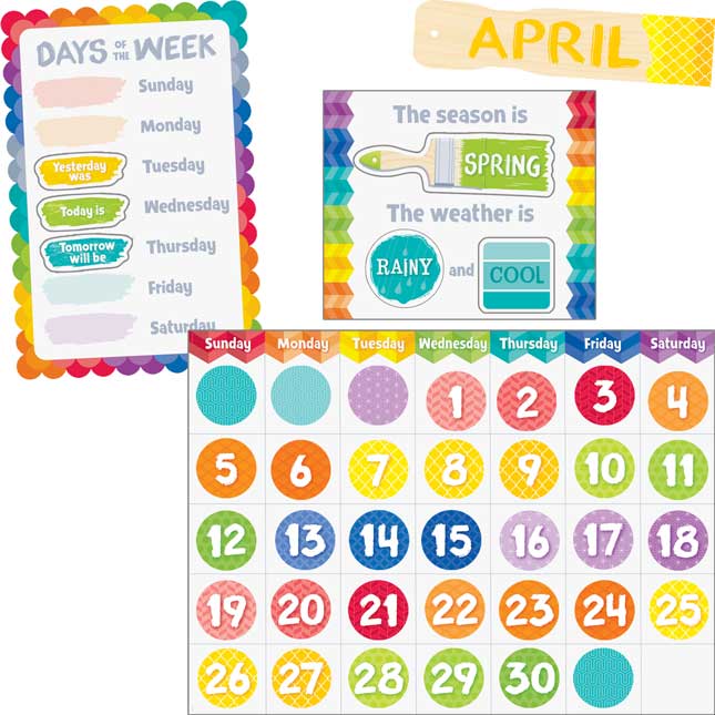 Painted Palette Calendar Bulletin Board Set