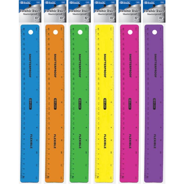 Shatterproof Flexible Rulers 12&#034; - Set Of 12