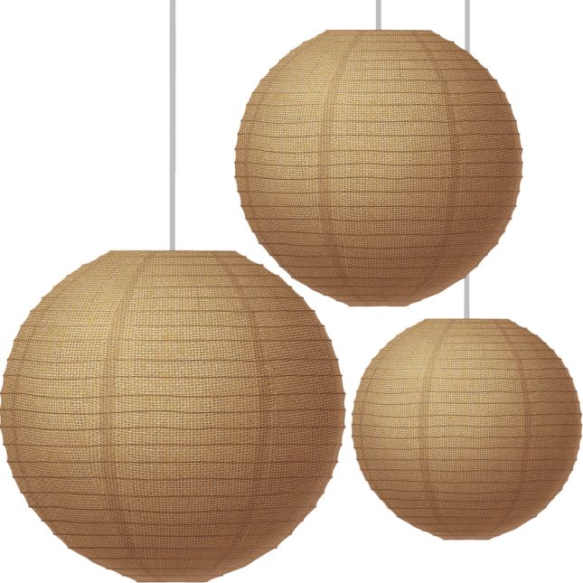 Shoreline Burlap Paper Lanterns - 3 lanterns