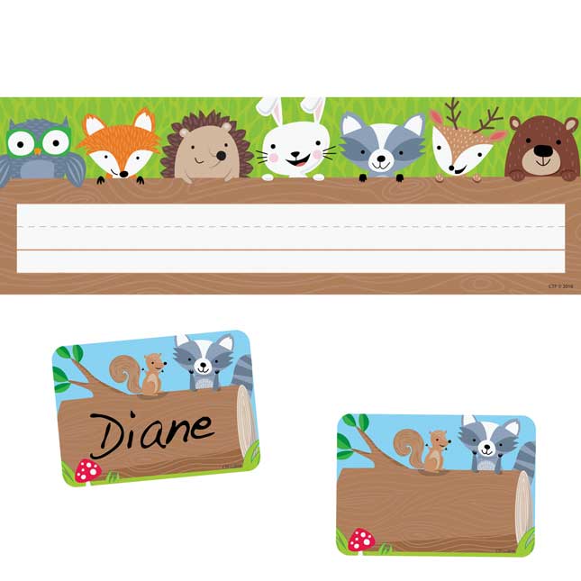 Woodland Friends Name Tags And Name Plates Set