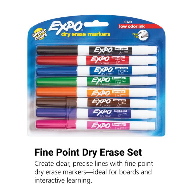 Expo Low Odor Markers Fine Tip Black 8ct