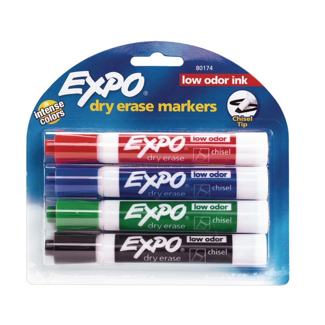 Expo Low Odor Chisel Markers 4 ct. - Assorted - 4 markers