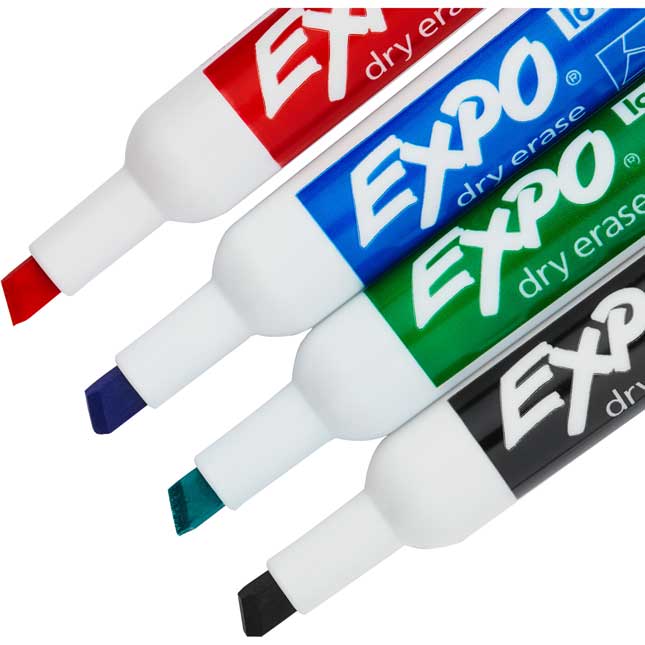 Expo Low Odor Chisel Markers 4 ct. - Assorted - 4 markers