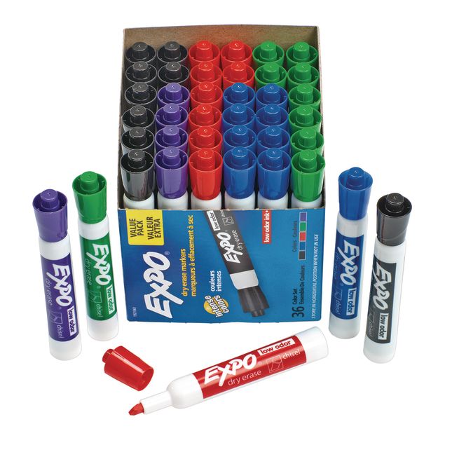 Expo Low Odor Chisel Markers 36 ct. - Assorted - 36 markers