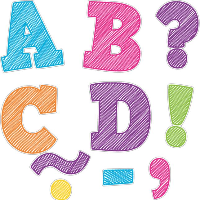 Colorful Scribble Bold Block 3" Magnetic Letters - 55 pieces