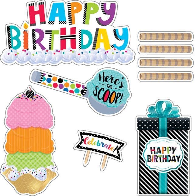 Bold and Bright Happy Birthday Bulletin Board Kit