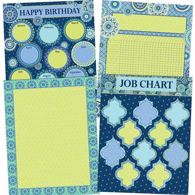 Blue Harmony 17" By 22" Charts - Set Of 4