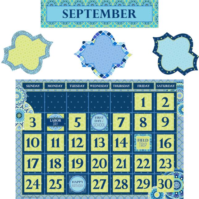 Blue Harmony Calendar Bulletin Board Kit - 119