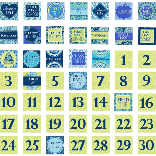 Blue Harmony Calendar Bulletin Board Kit - 119 pieces