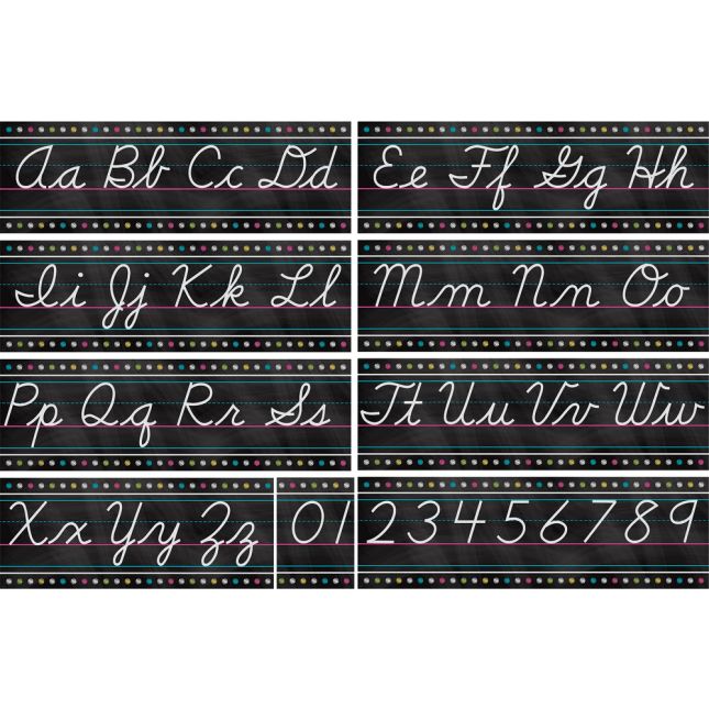 Chalkboard Brights Cursive Writing Bulletin Board Display Set - 9 pieces