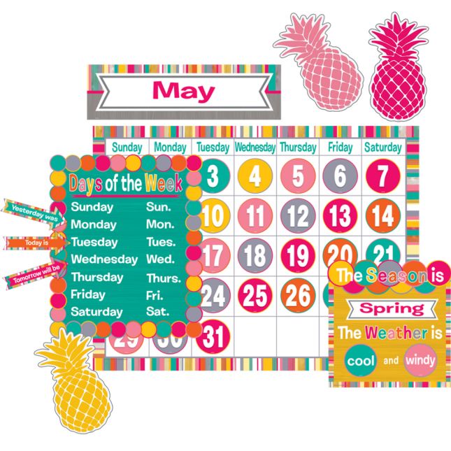 Tropical Punch Calendar Bulletin Board Kit - 114-piece set