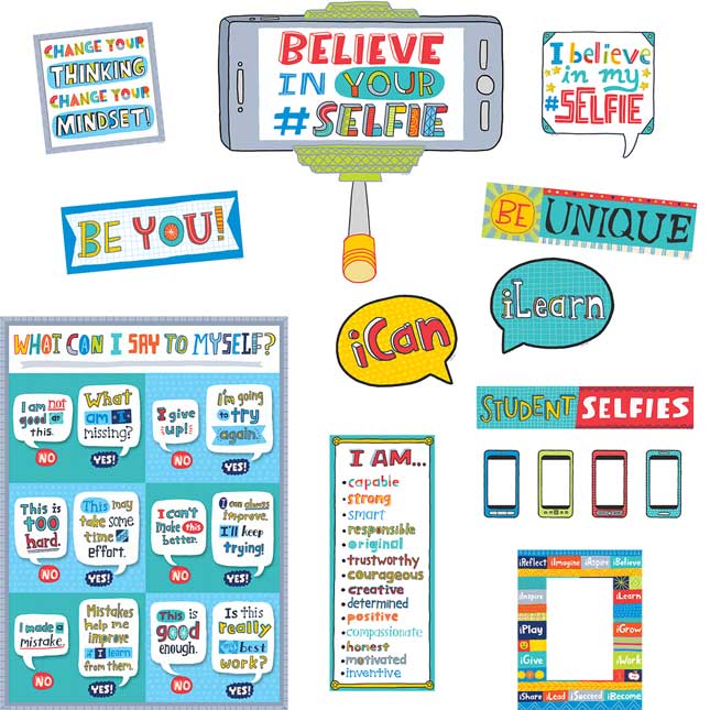 Emoji Fun Believe In Your #Selfie Bulletin Board Set