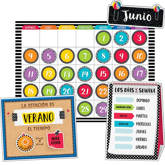 Bold And Bright Spanish Calendar Bulletin Board Set