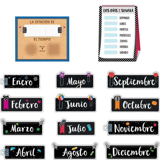 Bold And Bright Spanish Calendar Bulletin Board Set