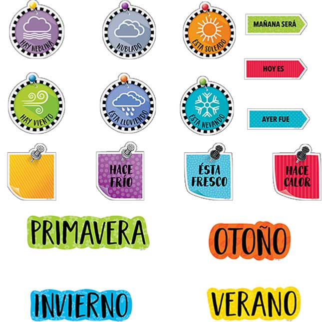 Bold And Bright Spanish Calendar Bulletin Board Set