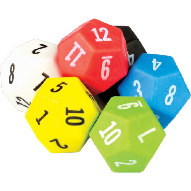 12 Sided Dice - 6 Pack