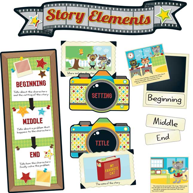 Hipster Story Elements Bulletin Board Set