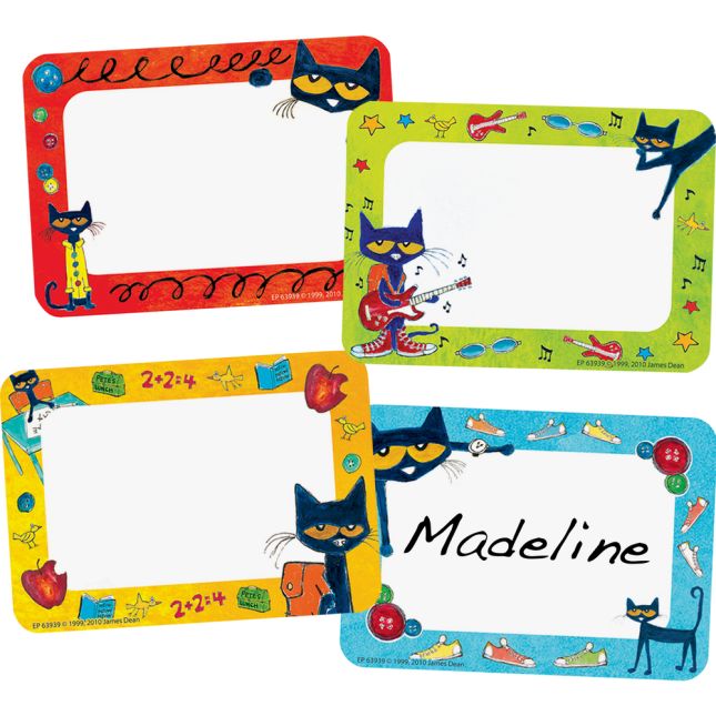 Pete The Cat Name Tags Free Printable, Laminate the labels and use as name.