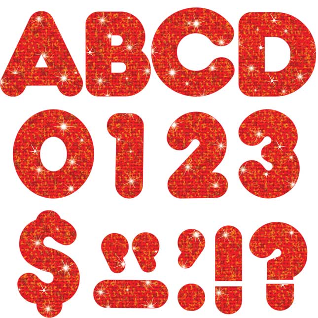 Red Sparkle 4" Casual Ready Letters® - 72-piece set