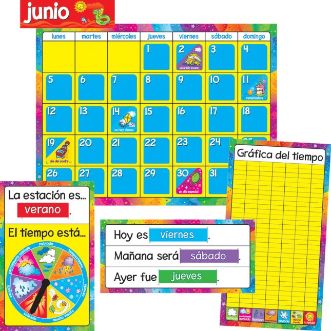 Spanish Annual Classroom Calendar 106 Piece Set