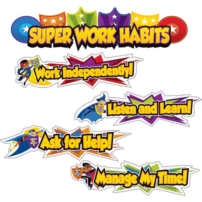 Super Power Super Work Habits Mini Bulletin Board Set